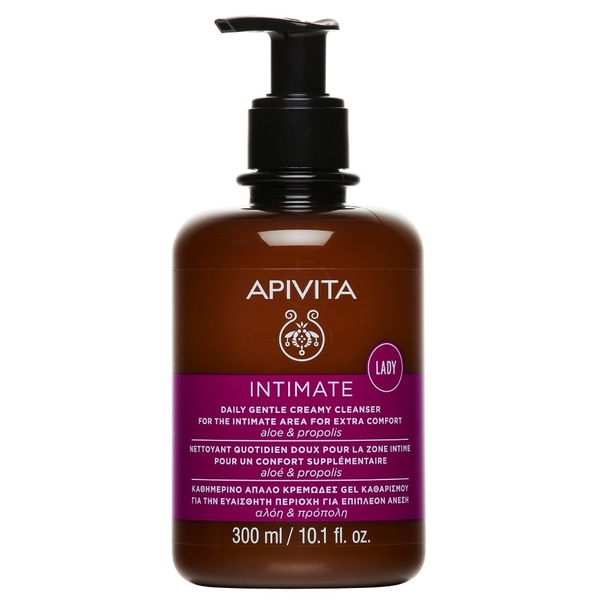 Apivita Intimate Daily Gentle Creamy Cleanser, intimna pena proti suhosti nožnice pH 4,0 (300 ml)