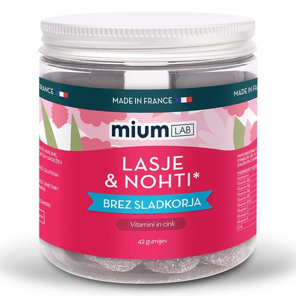 Mium LAB lasje & nohti, gumiji brez sladkorja (42 gumijev) 