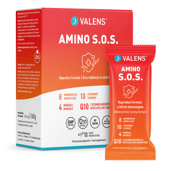 Valens Amino S.O.S., prašek za pripravo napitka - vrečke (10 x 16 g)