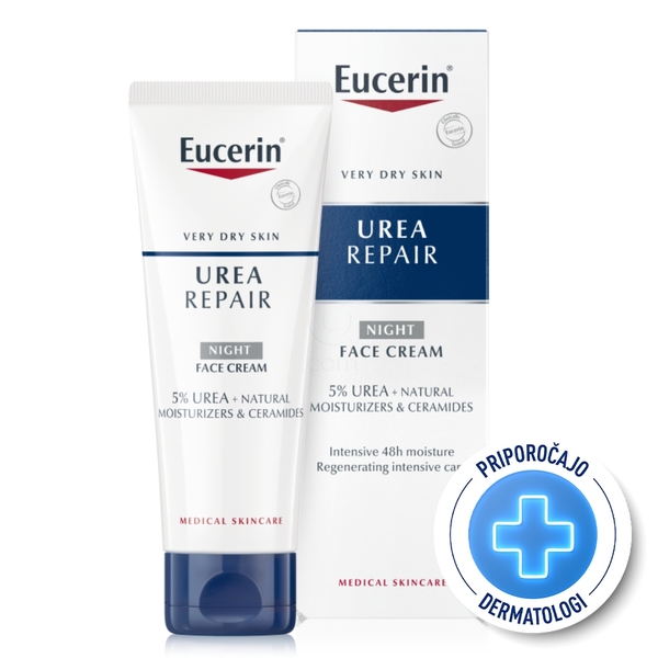 Eucerin UreaRepair 5%, bogata nočna krema za obraz za zelo suho kožo (50 ml)