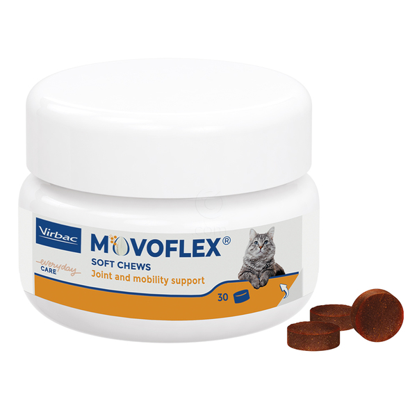 Movoflex Virbac, mehke žvečilke za podporo sklepom in gibljivosti za mačke (30 žvečilk)