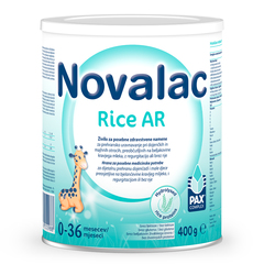 Novalac Rice AR, formula na rastlinski osnovi za dojenčke in majhne otroke - 0-36 mesecev (400 g)