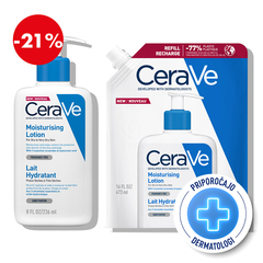 CeraVe, protokol vlažilni losjon za telo za suho do zelo suho kožo - losjon + refill (236 ml + 473 ml)
