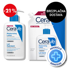 CeraVe, protokol vlažilni losjon za telo za suho do zelo suho kožo - losjon + refill (236 ml + 473 ml)