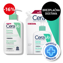CeraVe, protokol peneči čistilni gel za obraz za normalno do mastno kožo - Refill (236 ml + 473 ml)