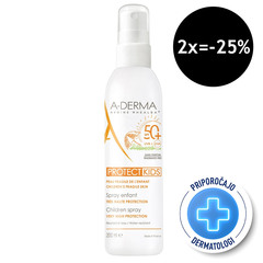 A-Derma Protect Kids, pršilo za zaščito pred soncem - ZF50+ (200 ml)
