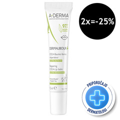 A-Derma Dermalibour+, obnavljajoči cica balzam za ustnice (15 ml)