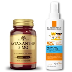 LRP in Solgar, paket za zaščito pred soncem* - UVMUNE 400 Dermo Pediatrics nevidno pršilo ZF50+ in Astaksantin (200 ml + 30 kapsul)