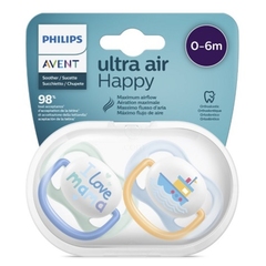 Avent Ultra Air, tolažilna duda tolažilna duda silikonska brez bisfenola - za dečke - 0 - 6 mesecev (2 dudi)