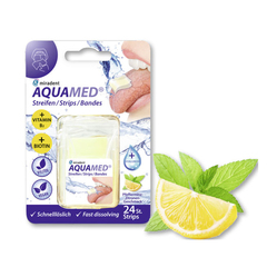 Miradent Aquamed Strips, lističi za suha usta z okusom poprova meta - limona (24 lističev)