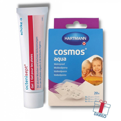 Octenisept, paket - brezbarvni antispetični gel za rane in opekline + obliži (20 ml + 20 obližev)