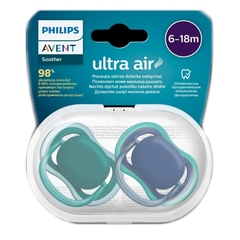 Avent Ultra Air , tolažilna duda silikonska brez bisfenola - za dečke- 6-18 mesecev (2 dudi)
