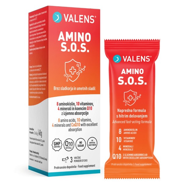 Valens Amino S.O.S., prašek za pripravo napitka - vrečke (3 x 16 g)