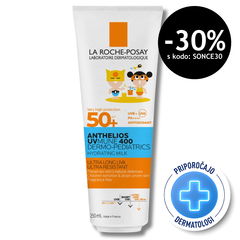 LRP Anthelios UVmune 400 Dermo Pediatrics, vlažilno mleko za zaščito pred soncem za otroke - ZF50+ (250 ml)