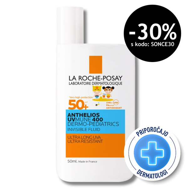 LRP Anthelios UVMUNE 400 Dermo Pediatrics, nevidni fluid za zaščito pred soncem za otroke - ZF50+ (50 ml)