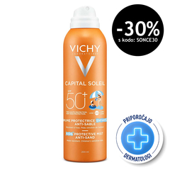 Vichy Capital Soleil, otroško razpršilo, ki preprečuje lepljenje peska na kožo - ZF50+ (200 ml)