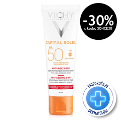 Vichy Capital Soleil, krema za zaščito pred soncem z anti-age učinkom za obraz ZF50 (50 ml)