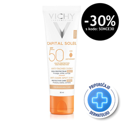 Vichy Capital Soleil, obarvana zaščitna krema za obraz 3v1 - ZF50 (50 ml)
