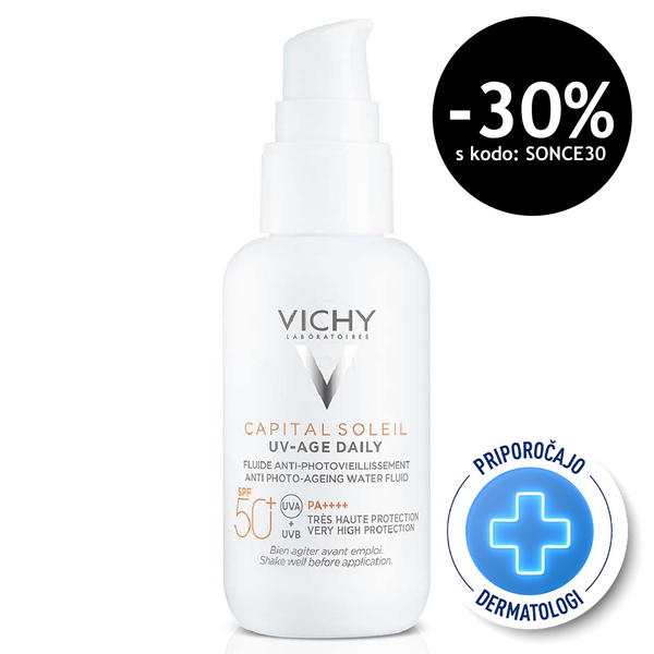 Vichy Capital Soleil, UV-AGE neobarvan dnevni fluid za obraz - ZF50+ (40 ml)