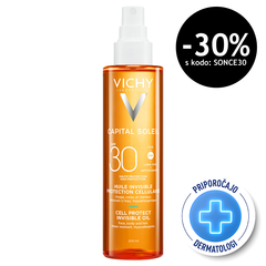 Vichy Capital Soleil, zaščitno olje za obraz, telo in konice las - pršilo - ZF30 (200 ml)
