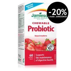 Jamieson Probiotic, žvečljive tablete z okusom jagode (60 tablet)