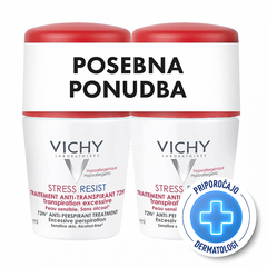 Vichy Deo Stress Resist, 72-urni intenzivni antitranspirant roll-on (2 x 50 ml)