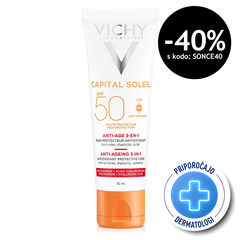 Vichy Capital Soleil, krema za zaščito pred soncem z anti-age učinkom za obraz ZF50 (50 ml)