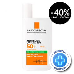 LRP Anthelios UVMUNE 400 Oil Control, fluid za mastno kožo - ZF50+ (50 ml) 