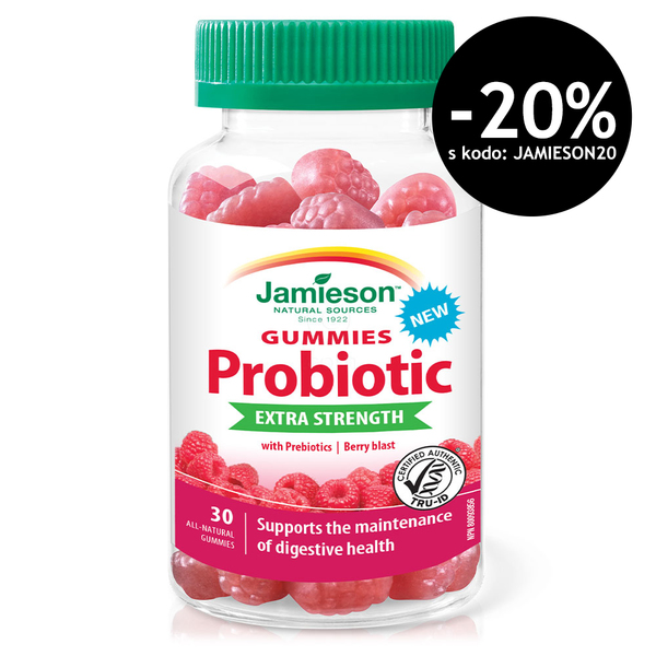 Jamieson Flora Biotik 5 milijard, žvečljivi bonboni z okusom maline (30 bonbonov)