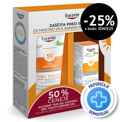 Eucerin Sun Oil Control Dry Touch, paket za zaščito pred soncem - ZF50+ (200 ml + 50 ml)