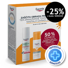 Eucerin Sun, paket proti temnim madežem nastalih zaradi aken in za zaščito pred soncem - ZF50+ (40 ml + 50 ml)