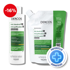 Vichy Dercos, protokol - šampon proti prhljaju za suho lasišče + eko polnilo za suho lasišče (200 ml + 390 ml)
