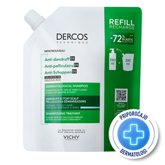 Vichy Dercos, šampon proti prhljaju za normalne in mastne lase - eko refill (390 ml)