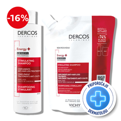 Vichy Dercos Energisant, protokol šampon proti izpadanju las + eko polnilo (200 ml + 400 ml