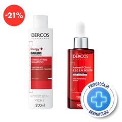Vichy Dercos, protokol proti izpadanju las za zmanjšanje izpadanja las in spodbujanje rasti obstoječih las (200 ml + 90 ml)