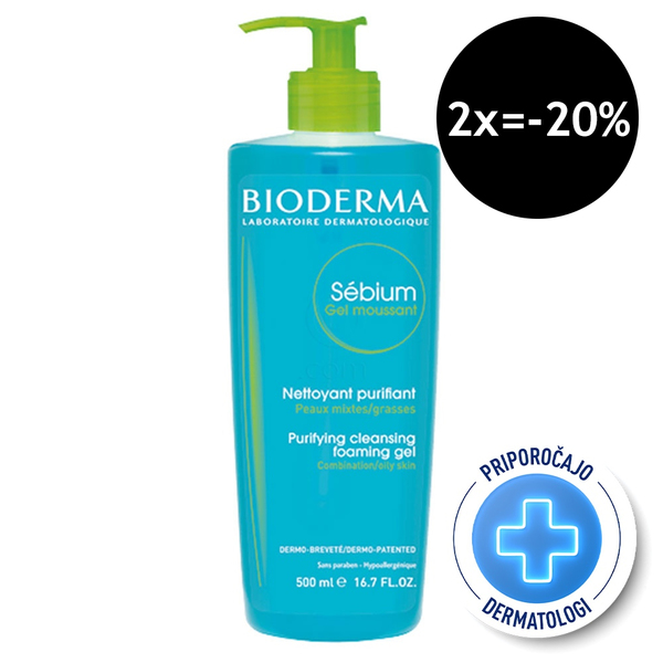 Bioderma Sebium, peneči gel za čiščenje kože (500 ml)
