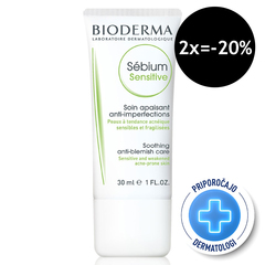 Bioderma Sebium Sensitive, pomirjujoča nega za občutljivo, k aknam nagnjeno kožo (30 ml)