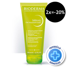 Bioderma Sebium gel Moussant Actif, aktivni čistilni gel za umivanje kože nagnjene k aknam (200 ml)