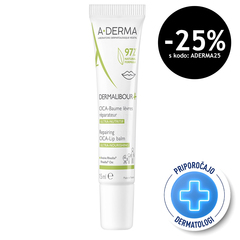 A-Derma Dermalibour+, obnavljajoči cica balzam za ustnice (15 ml)