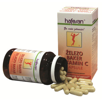 Hafesan Železo + Baker + Vitamin C, kapsule (75 kapsul)