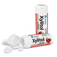 Xylitol, varovalni žvečilni gumi z okusom brusnic (30 žvečilnih gumijev)