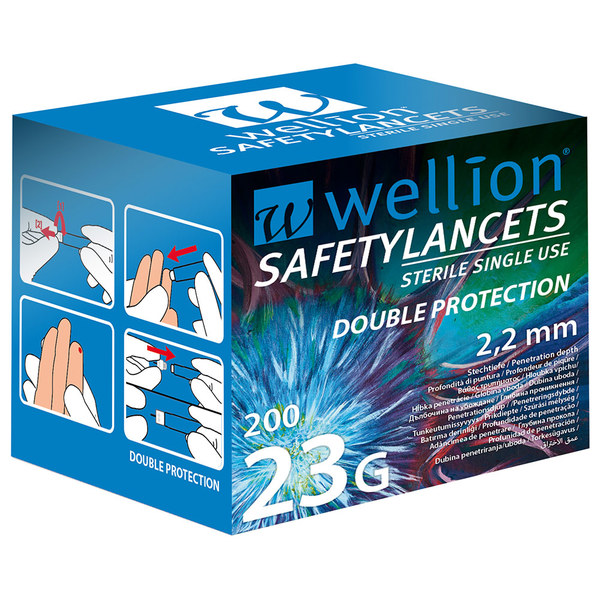 Wellion 23G Safety, 200 lancet