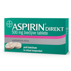 Aspirin direkt 500 mg, žvečljive tablete (10 tablet)