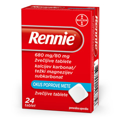 Rennie 680 mg/80 mg, žvečljive tablete (24 žvečljivih tablet)