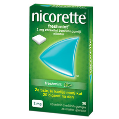 Nicorette Freshmint, 2 mg zdravilni žvečilni gumiji