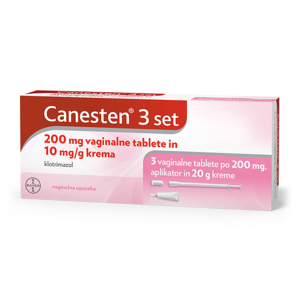Canesten 3 set, 200 mg vaginalne tablete in 10 mg/g krema