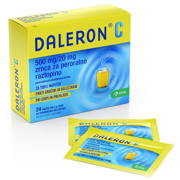 Daleron C 500 mg/20 mg zrnca za peroralno raztopino - 24 vrečk
