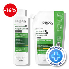 Vichy Dercos, protokol - šampon proti prhljaju za suhe lase + eko polnilo (200 ml + 500 ml)